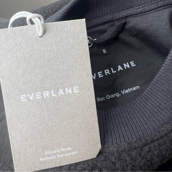 Everlane Black The ReNew Fleece Oversized Crew Teddy Sweatshirt Sz S NWT - Picture 7 of 13